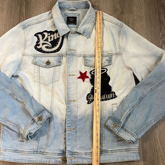 PYFD Vintage Denim Jacket Mens 2XL Guardian Angel King Streetwear Rock Hip Hop - Picture 10 of 16